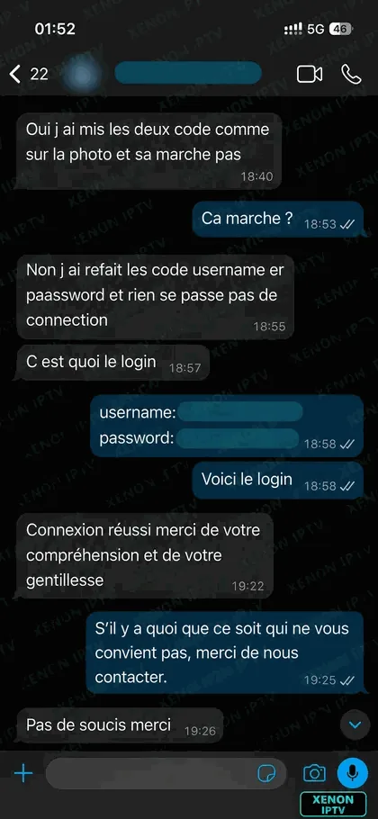 Xenon IPTV — avis client Xenon TV, message de satisfaction n°4 après activation